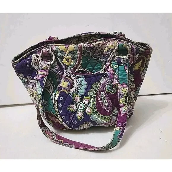Vera Bradley retired quilted Mandy tote bag in a plum crazy paisley pattern. - Picture 5 of 16